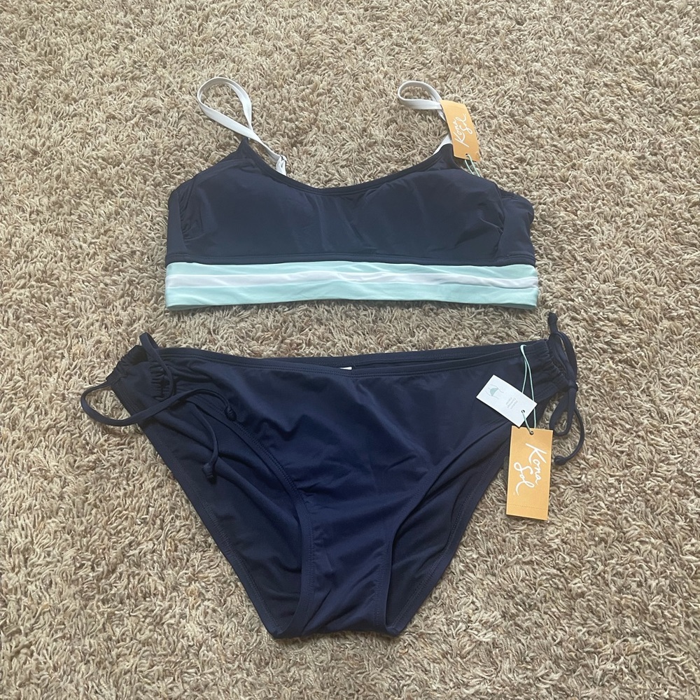 NWT Kona Sol two piece bikini sz L & XL blue